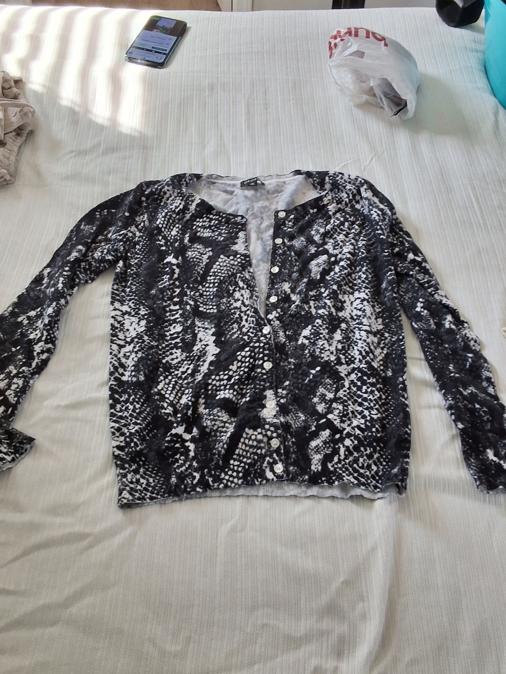 George Cream and Black Ribbed Knit Top